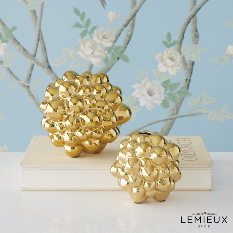 Bubble Vase, Bright Gold, 6.75" H x 7" W x 7" D