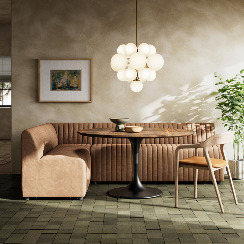 Augustine Dining Banquette L Shape -Palermo Drift, 31.5" H x 100" W x 66.5" D