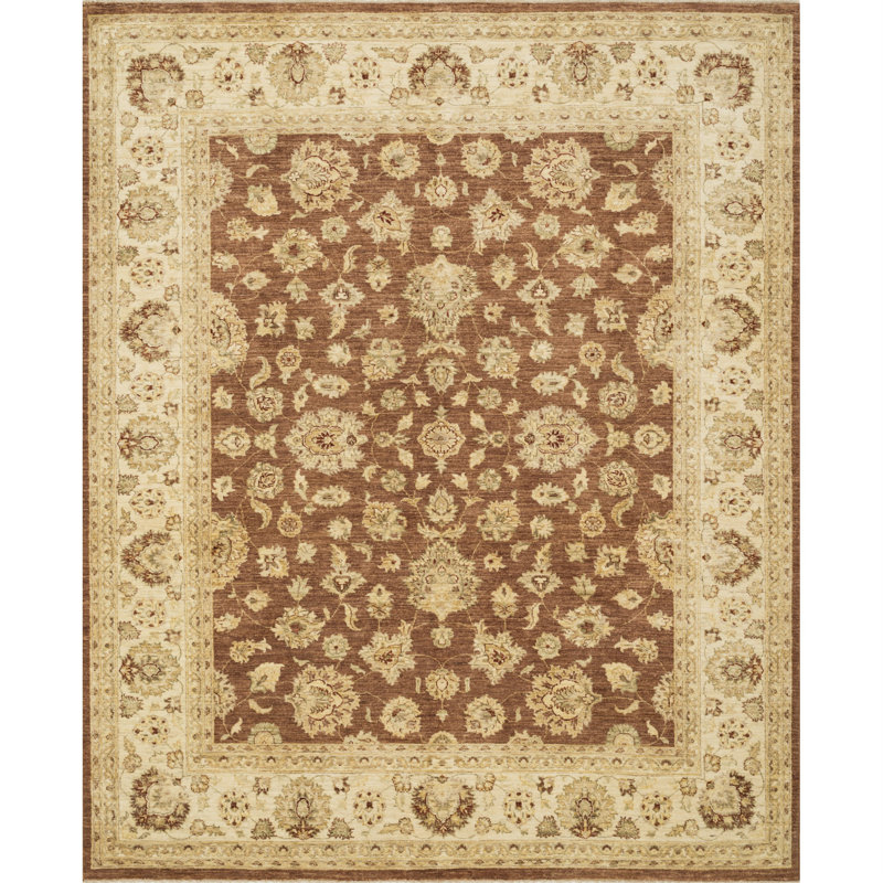 Tapis rouille / ivoire en laine noué à la main Durden, Rectangle 2 pi x 3 pi