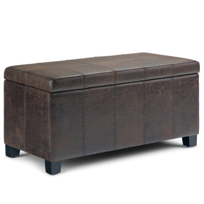 Dover 36"W Upholstered Contemporary Rectangular Storage Ottoman with Lift Top