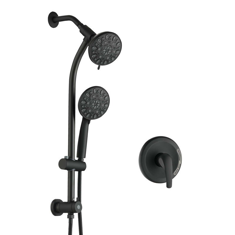 7-Spray Dual Shower System with Handheld Shower Head, Matte Black