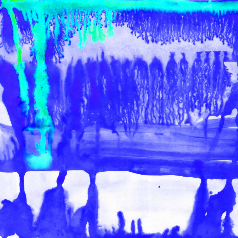 Impression sur toile tendue Zella Amy Sia Dip Dye Ultramarine, H 30 po x l 30 po, Cadre simple argenté, Oui