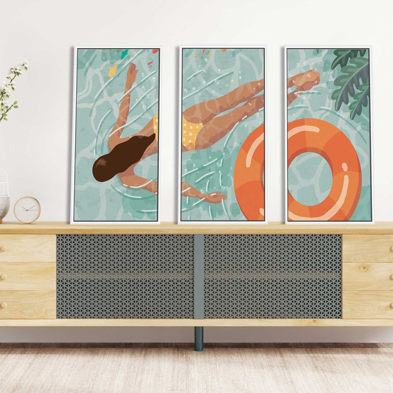 Beach Babes IV - 3 pièces, reproduction sur toile, H 33,5 po x l 52,5 po x P 2 po