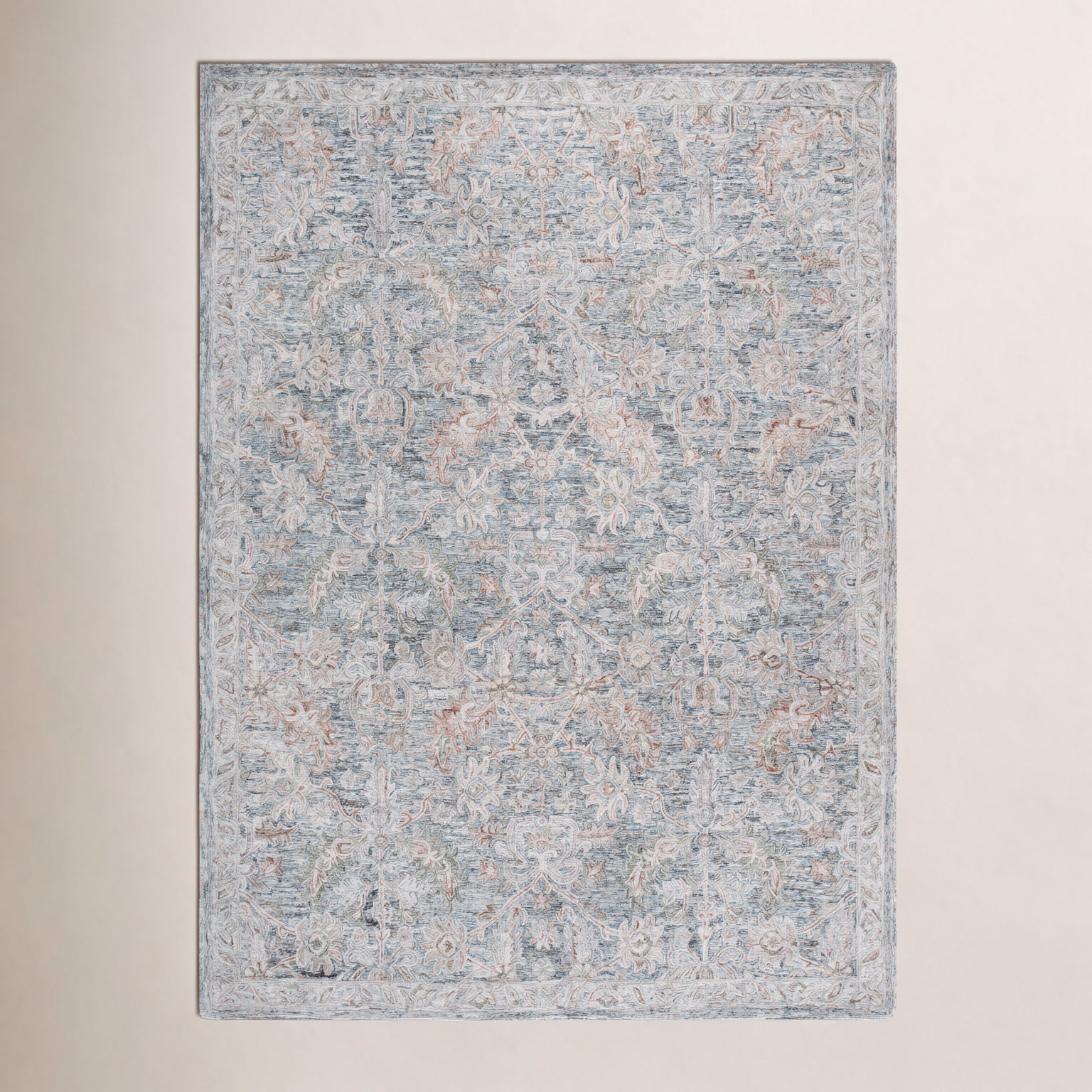 Teal Green Hand-Tufted Wool Oriental Rug, Rectangle 6' x 9'
