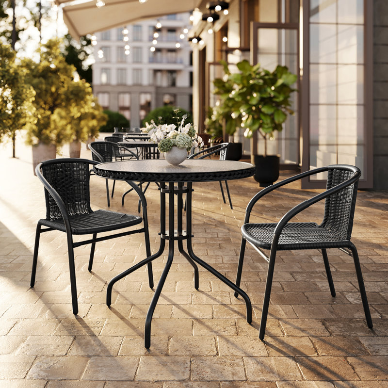 Ensemble de 2 chaises de restaurant Arthor Rattan, Noir