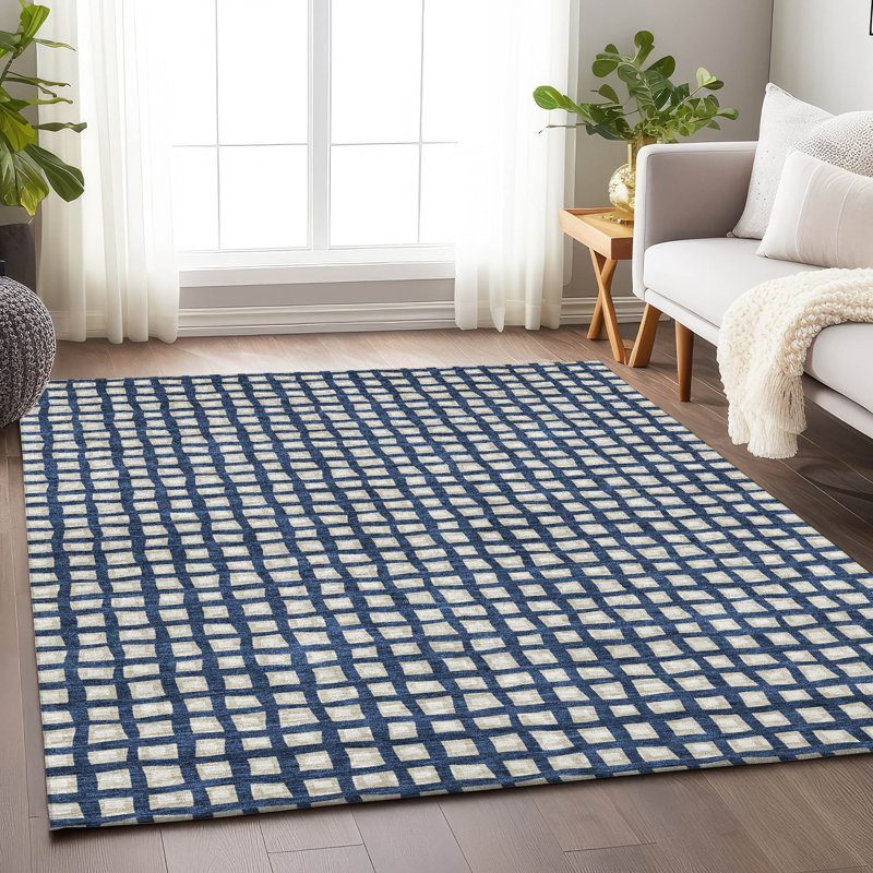 Premium Machine Washable Parramatta Blue Rug, Rectangle 9' x 12'