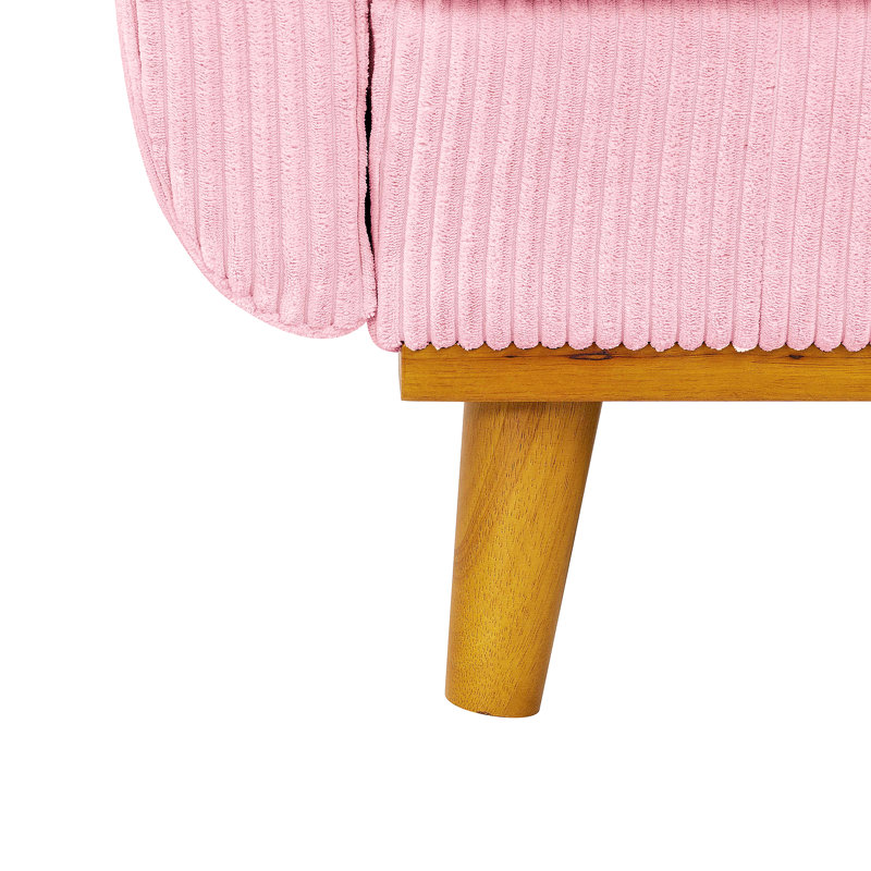 Causeuse en tissu avec accoudoirs et coussins décoratifs Corduroy, Pink