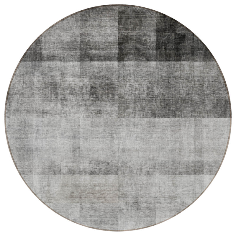 Tapis d'intérieur rond 8 po gris ombré lavable antidérapant