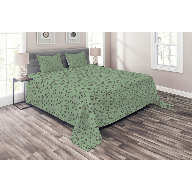 Hypnotic Modern & Contemporary Polyester Coverlet, King Bedspread + 2 Shams, Green