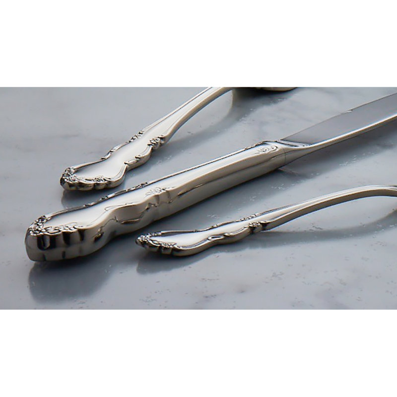 Dover 20-Piece Stainless Steel Flatware Set with Floral Design