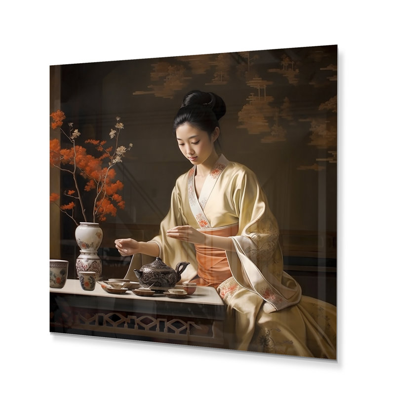 Asian Art Harmony In Tea II - Asian Metal Wall Decor, 16" H x 16" W x 1" D
