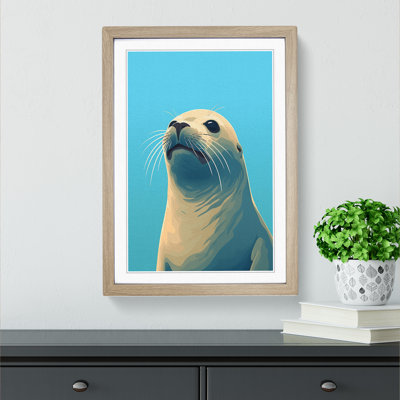 Seal Minimalism No.2 - Single Picture Frame Print on Wood