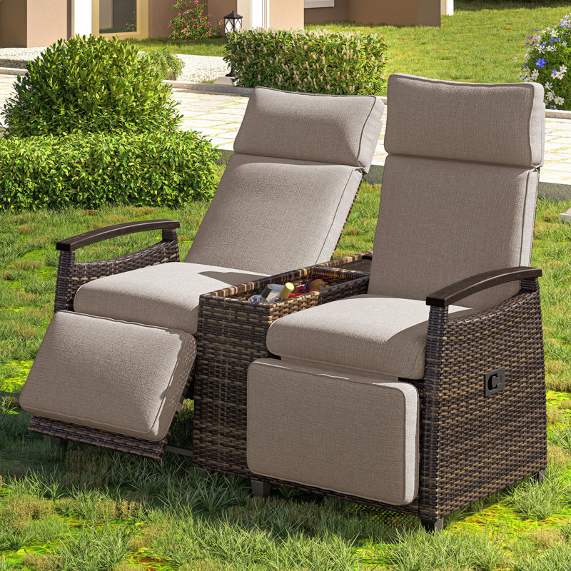 Causeuse inclinable avec table de rangement Hank, Brun, Brun