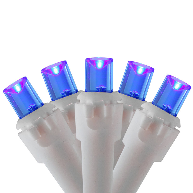 50 lumières DEL de Noël grand angle 16,25 pi fil blanc, Bleu