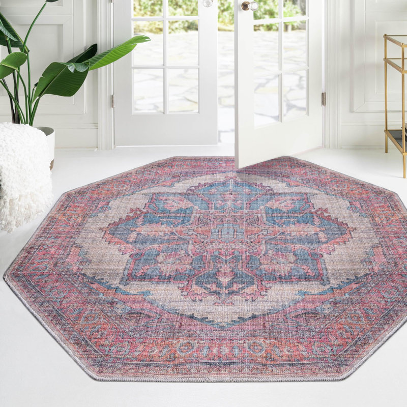 Haag Chenille Floral Indoor Rug, Octagon 7'10" x 7'10"