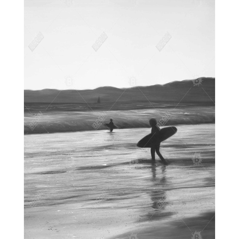 Surfers - Toile monochrome pour un décor de salle de bain élégant