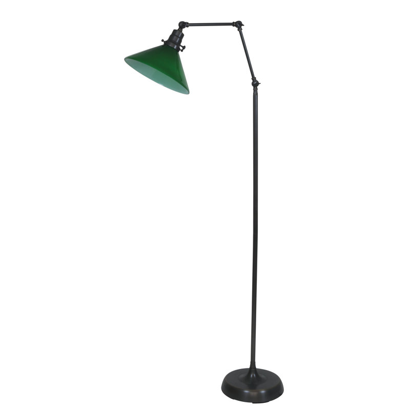 Otis Swing Arm Floor Lamp, Green, Satin Nickel