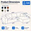Canapé d'angle modulaire en flanelle de 276 cm (108,66 po), enroulable en 2 pièces avec 5 coussins, aucun assemblage requis, bleu-87663164-87663106