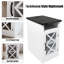 Table de chevet blanche moderne avec porte de grange en X, côtés découpés et poignées noires, hauteur de 25,9 po pour les tablettes ouvertes de décoration de chambre à coucher, utilisation intensive