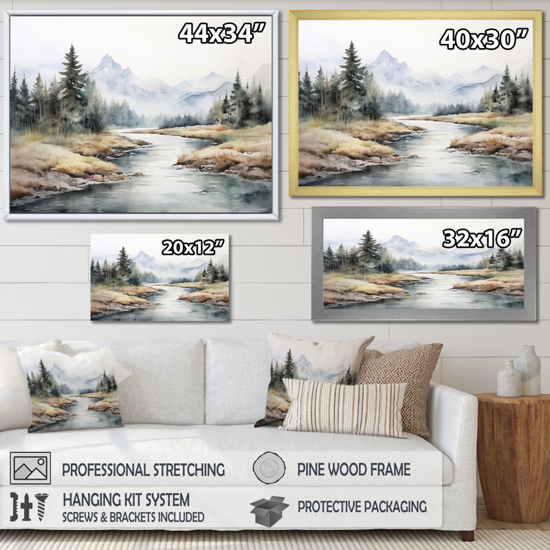 River River dans Minimal Canada II, H 34 po x l 44 po x P 1,5 po, Encadrement argenté