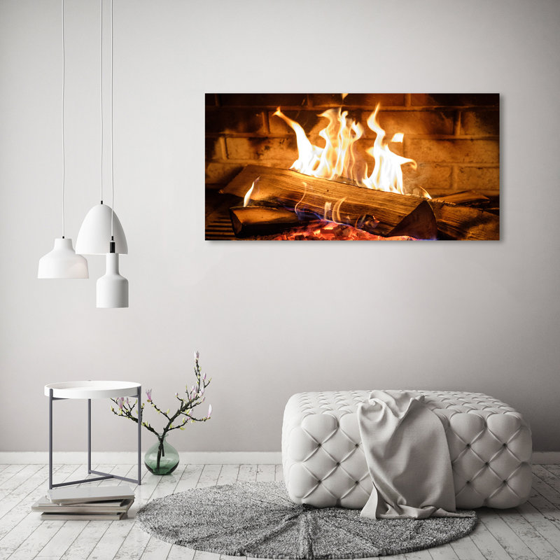 Wood In The Fireplace - No Frame Print on Canvas