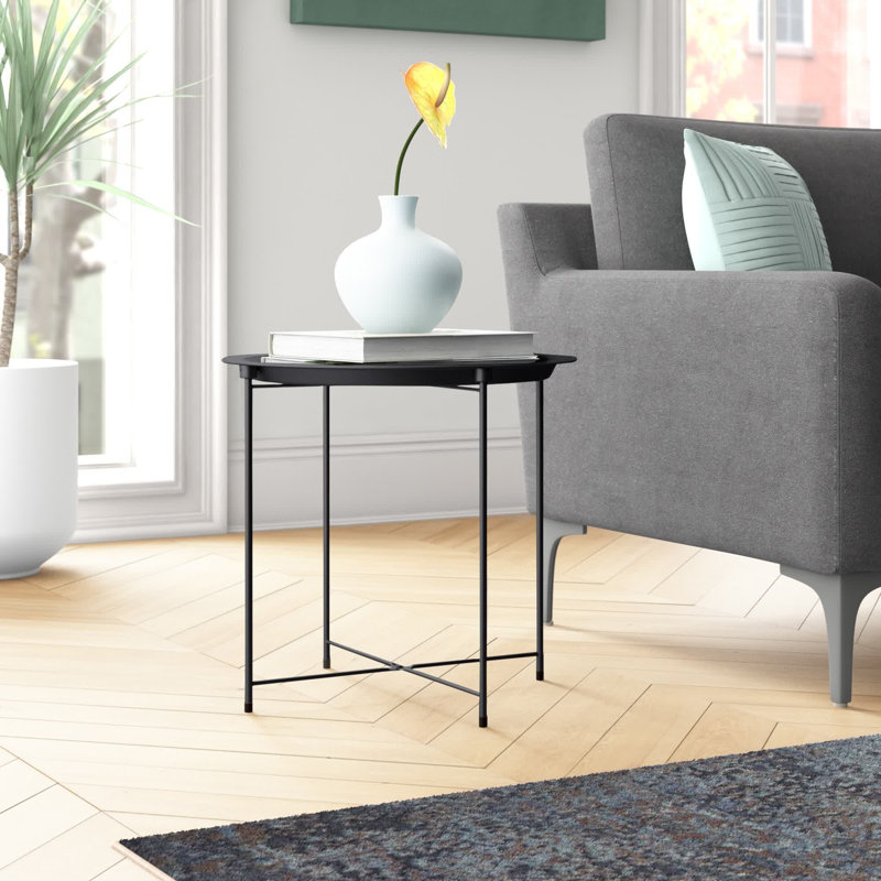 Iron Tray Top End Table, Black