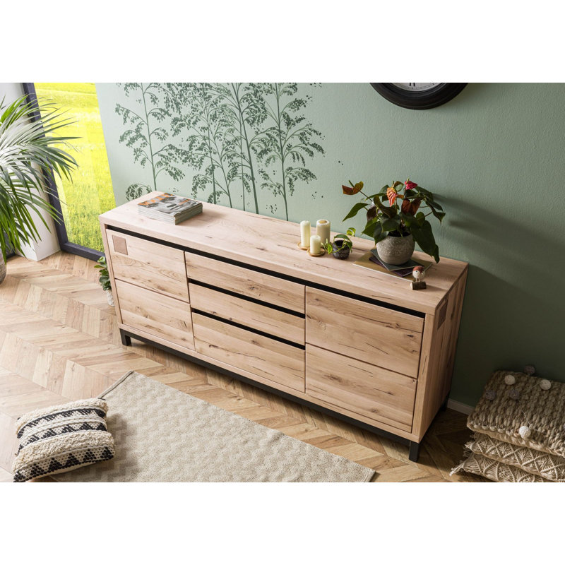 Villanders 190cm Solid Wood Sideboard, Grey/Brown/Blue