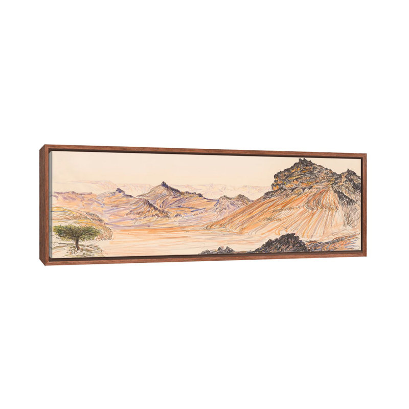 Nahal Gevanim by Itzu Rimmer - Panoramic Print on Canvas, 152.4 cm H x 50.8 cm W, Classic Brown Wood Framed