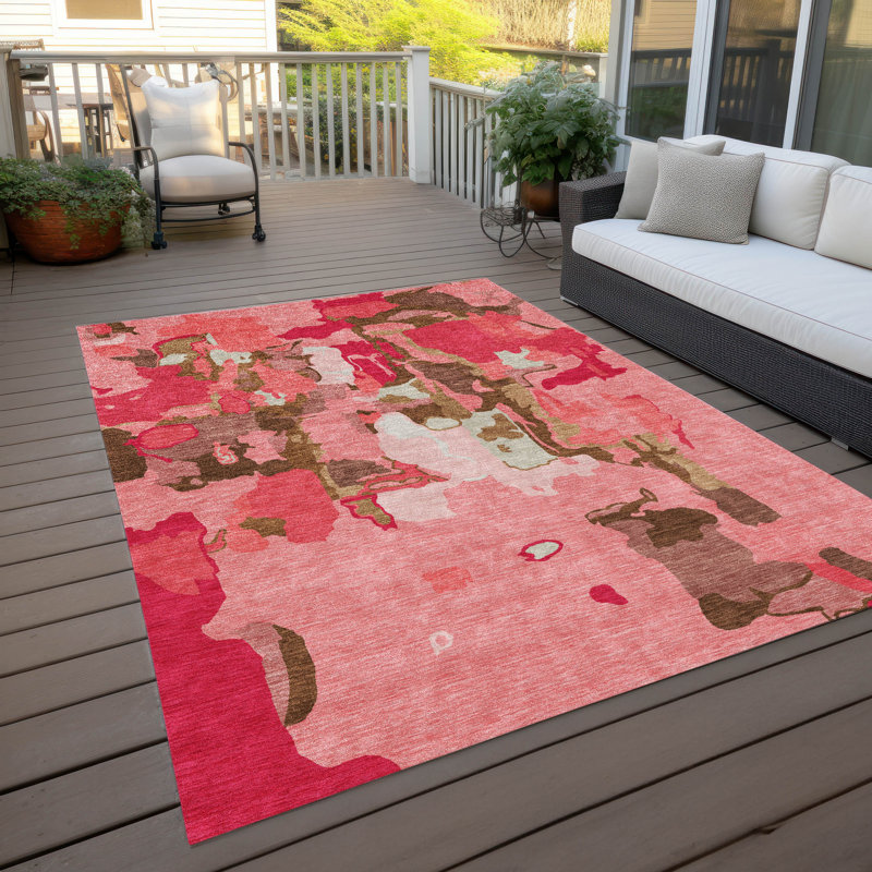 Tapis orange intérieur / extérieur lavable Myza , 5' x 7'6"