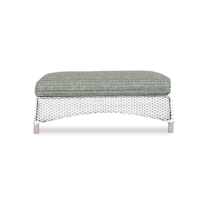 Mandalay Outdoor Ottoman, White, Rollo Linen