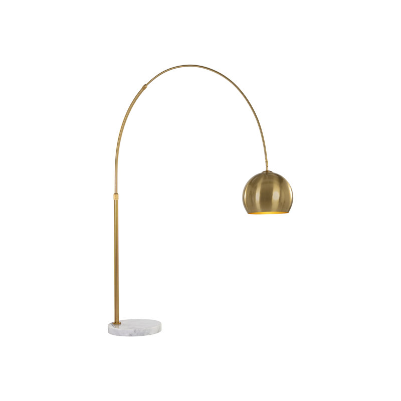 Ikon Arched Floor Lamp, Brass, Brass/White