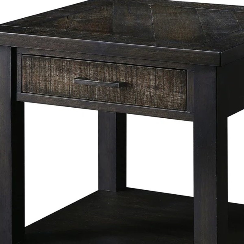 Jorveth 24 po Table de bout rectangulaire en bois foncé avec tablette inférieure ouverte