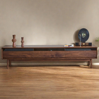 Walnut Wood TV Stand with Three Drawers