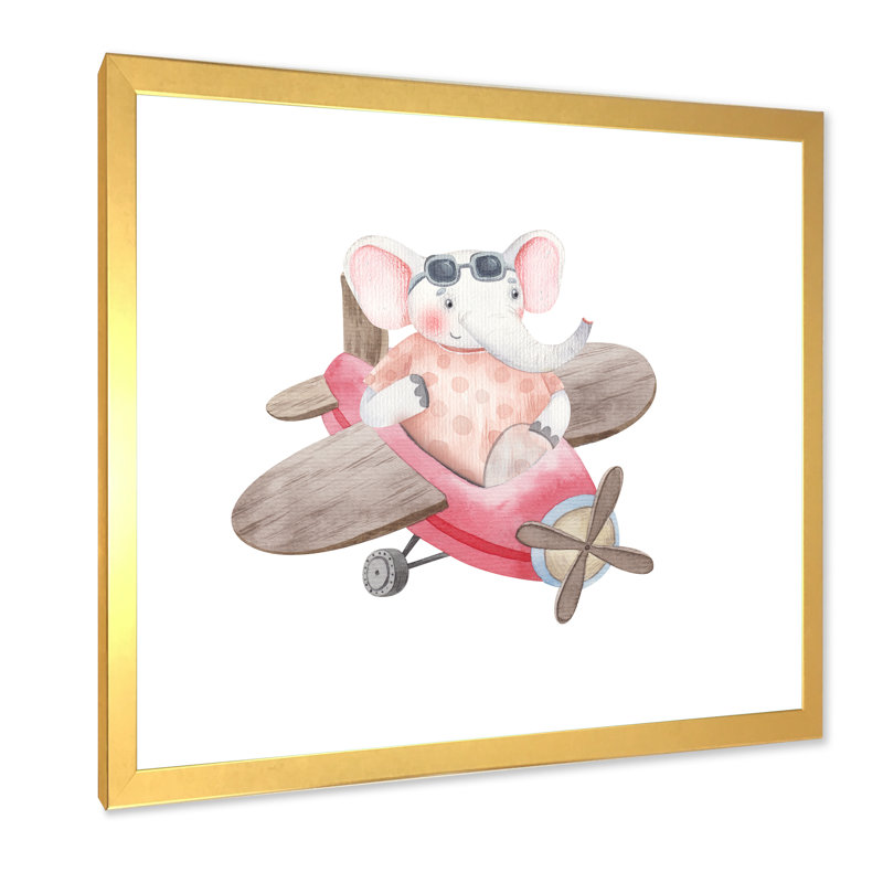 Mignon enfants éléphant volant, L 30 po x H 30 po x P 1 po, Encadrement doré