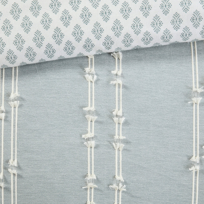 Très grand / très grand décor de chambre en coton - Motif brodé, taies décoratives assorties, ensemble de literie lavable à la machine, housse de couette réversible, 2