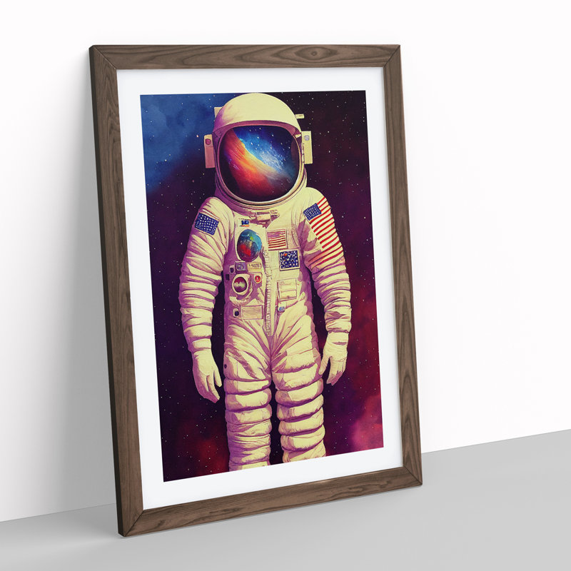 Dreamy Astronaut - Framed Print, 64cm H x 46cm W, Brown