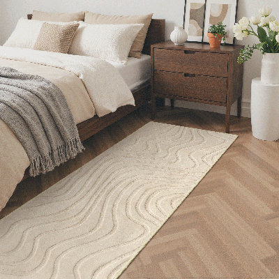 Liverpool Solid Wave High Low Pile Soft Plush Textured Washable Non-Slip Beige Indoor Rug