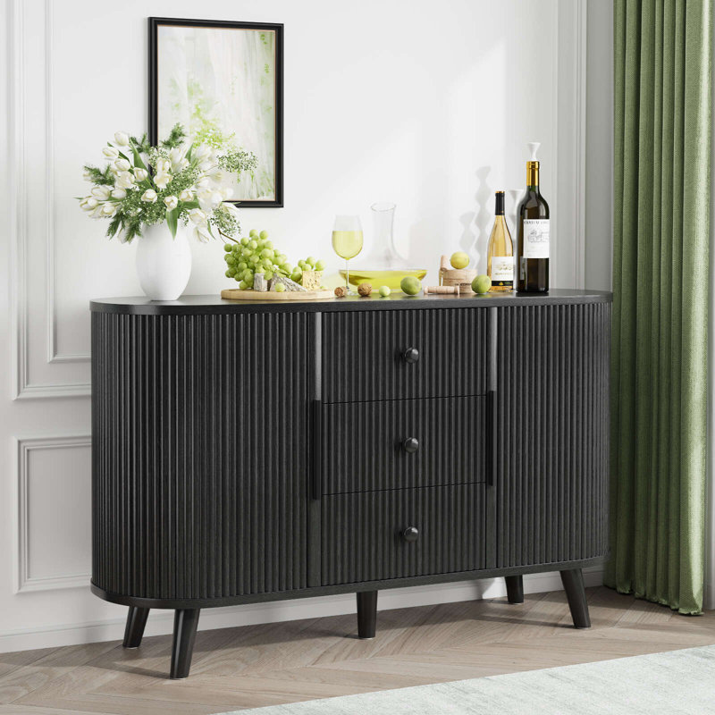 47" Modern Sideboard, Buffet Cabinet With Drawers and Adjustable Shelves, Storage Credenza For Kitchen, Living Room, Dining Room