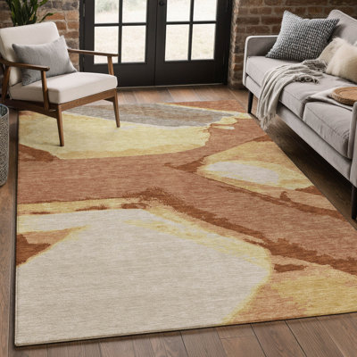Machine Washable Indoor/Outdoor Chantille ACN2571 Abstract Rug