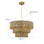 Luminaire suspendu tambour en or à 3 niveaux Aras Rattan Coastal Boho