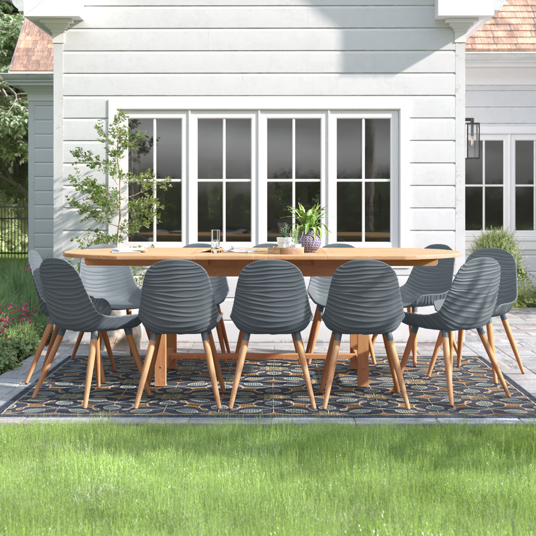 Anautica  Outdoor Patio 13pc FSC Solid Teak Wood Dining Set Lark Manor™