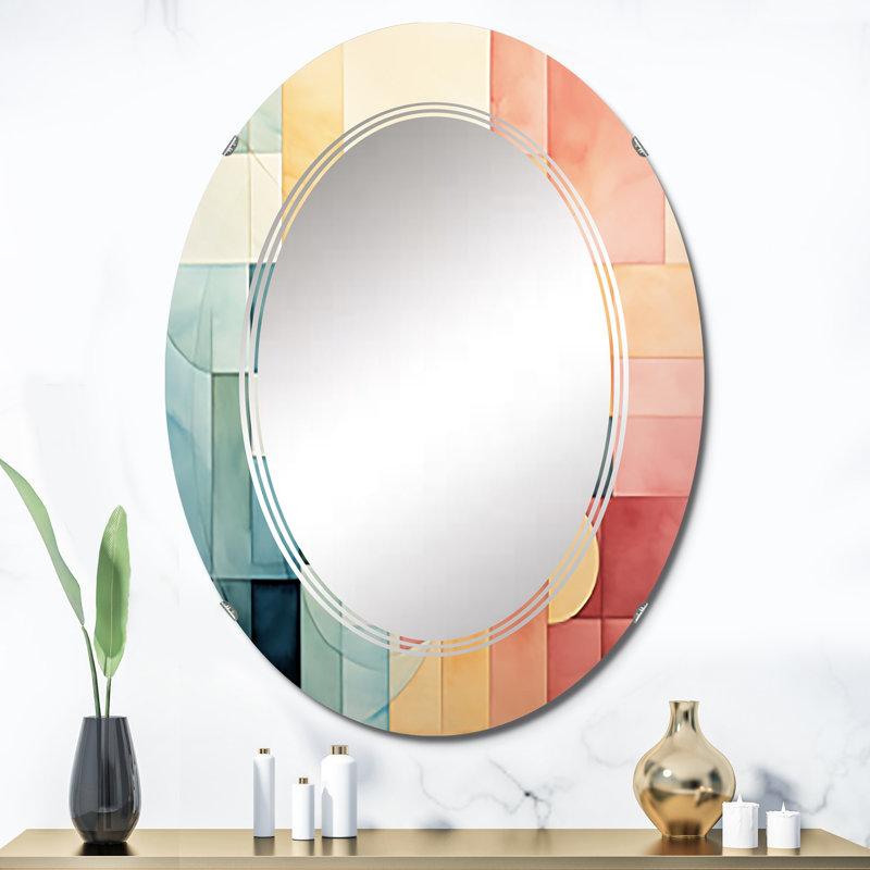 Berneth - Miroir mural moderne ovale, 36 po x 24 po