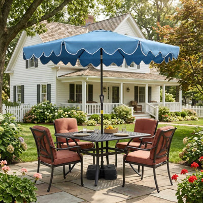 UV Resistant Fade Proof 9 Feet Outdoor Patio Umbrella With Stable Weighted Base And Durable Sandbags For Backyard Deck Poolside Sun Shade Use