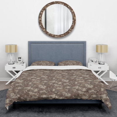 Brown Brush Strokes Camouflage Polyester Camouflage Duvet Cover Set