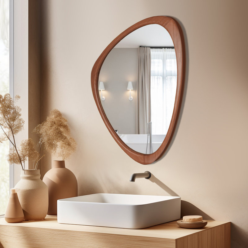 Natural Pine Asymmetrical Wall Mirror, 22" x 28"