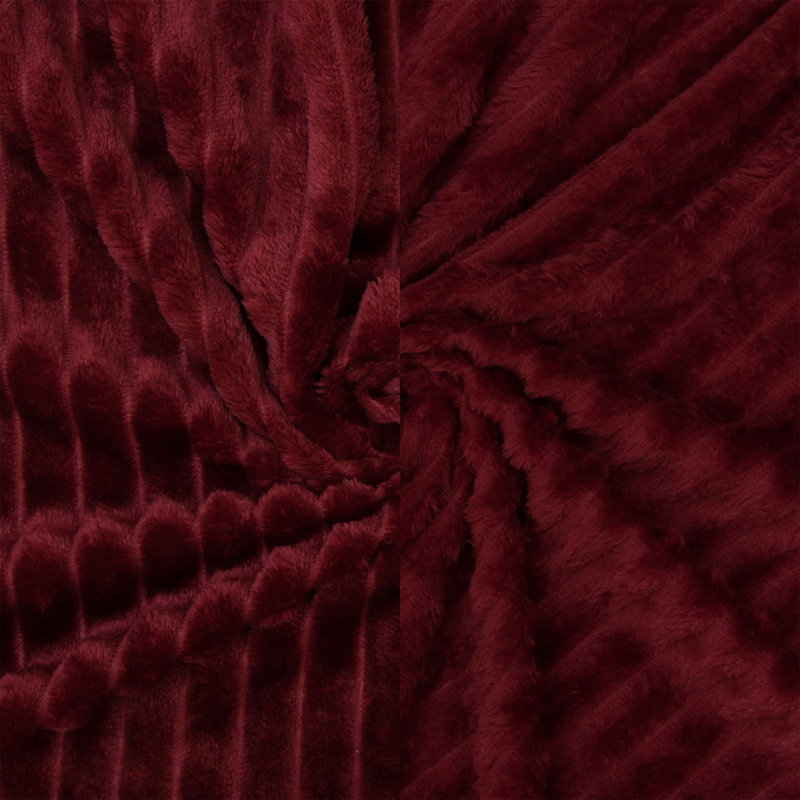 Couverture douce et légère en flanelle rayée, Rouge vin