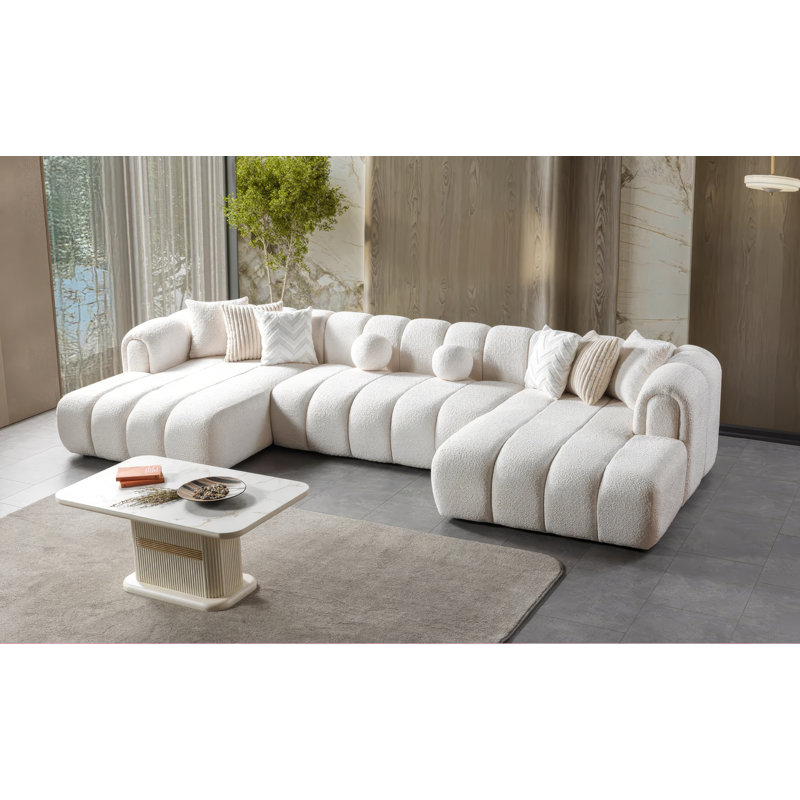 Canapé modulaire Lissa, Bouclé ivoire