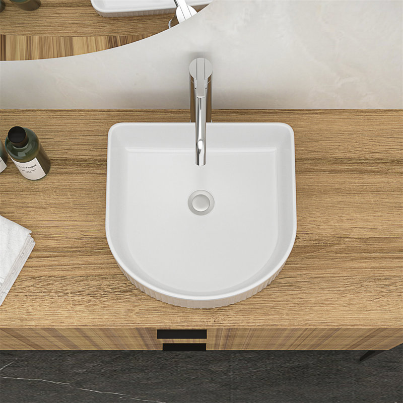 Lavabo de salle de bain en céramique blanche 15,69 "X 13,69"
