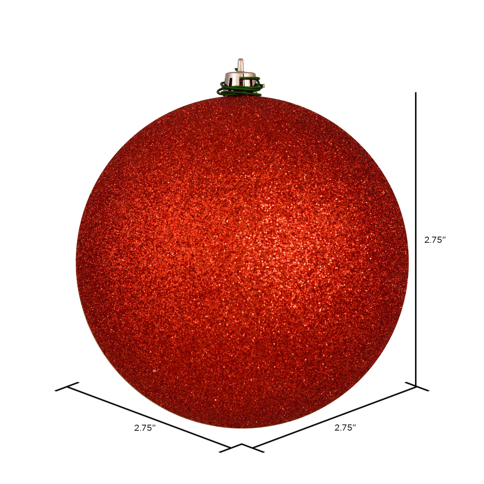 Holiday Décor Ball Ornament, 2.75" H x 2.75" W x 2.75" D, Bittersweet Glitter