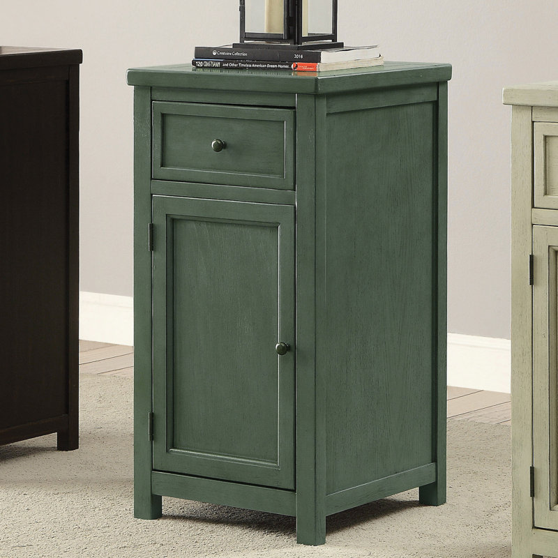 Berryman End Table with Storage, Antique Teal